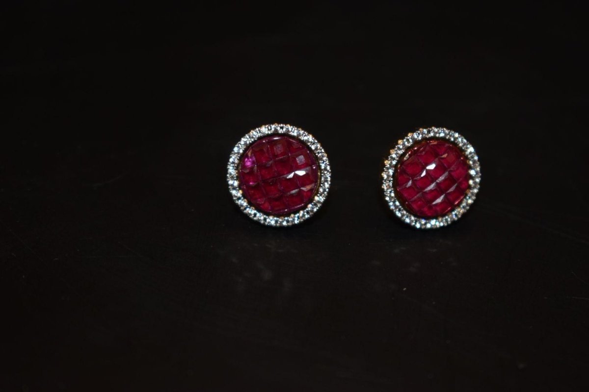 Invisible setting Ruby Diamond Earrings - MR Jewels