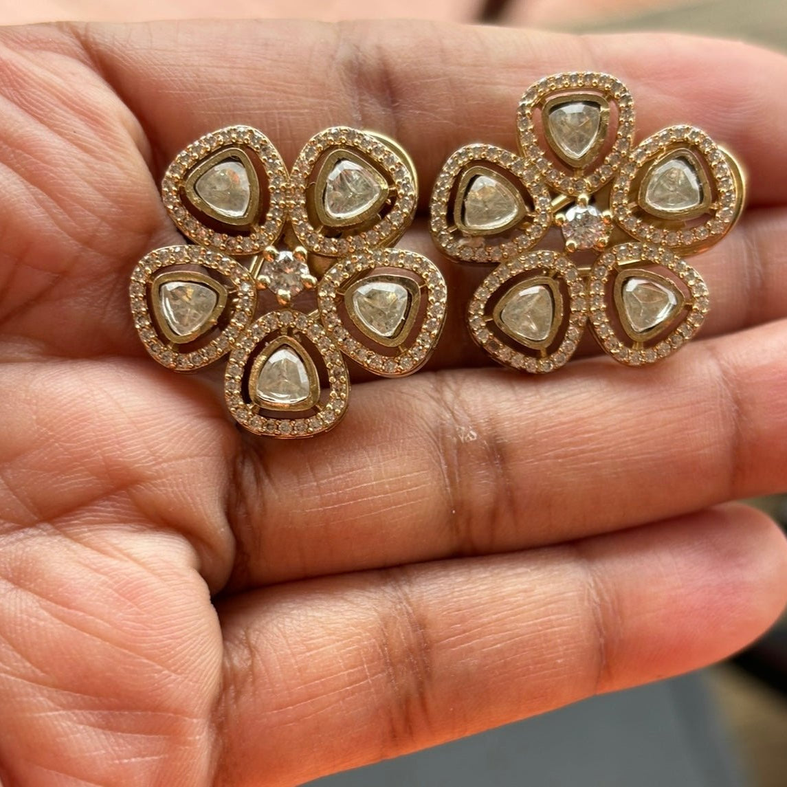 Ishya Floral Polki Studs - MR Jewels