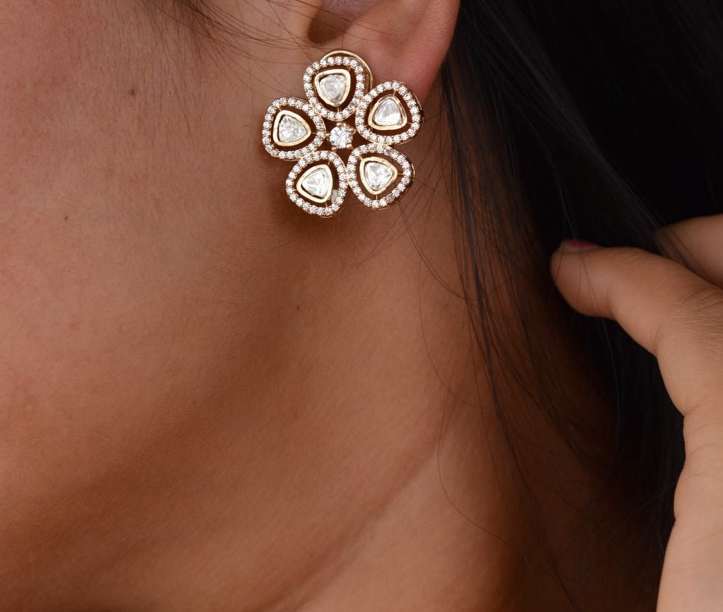 Ishya Floral Polki Studs - MR Jewels