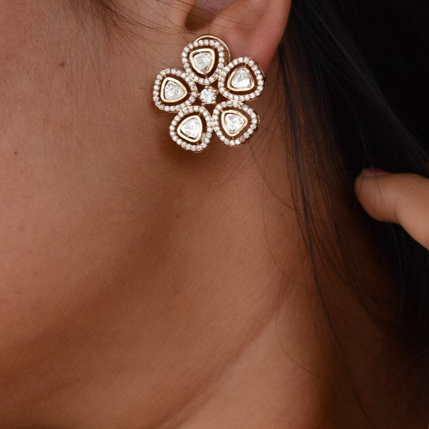 Ishya Floral Polki Studs - MR Jewels