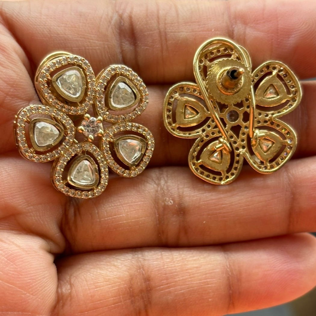 Ishya Floral Polki Studs - MR Jewels