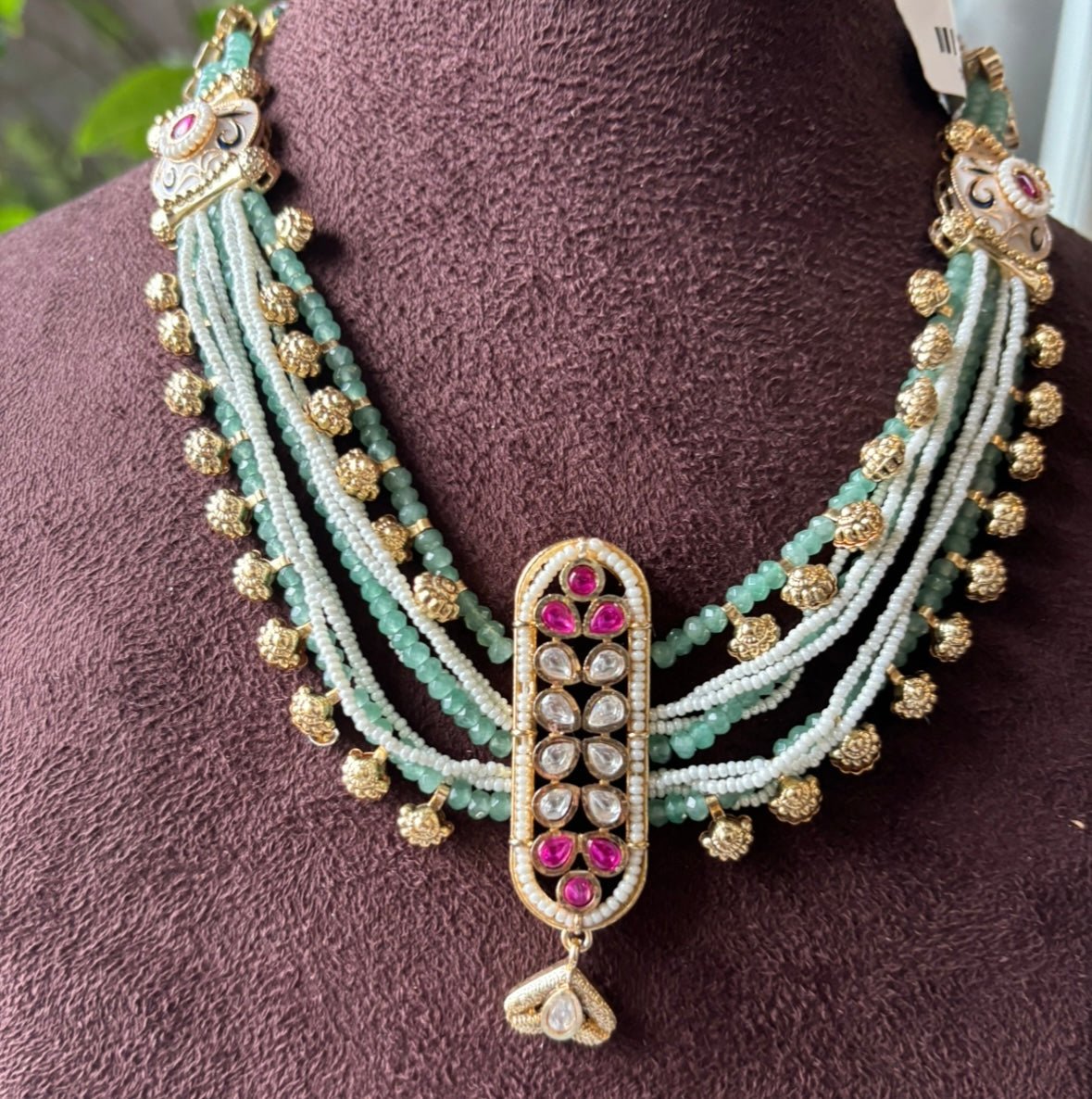 Jadau Kundan Meenakari Multi - Strand Necklace Set - MR Jewels