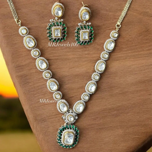 Ruby, Emerald, and Crystal Necklace Set