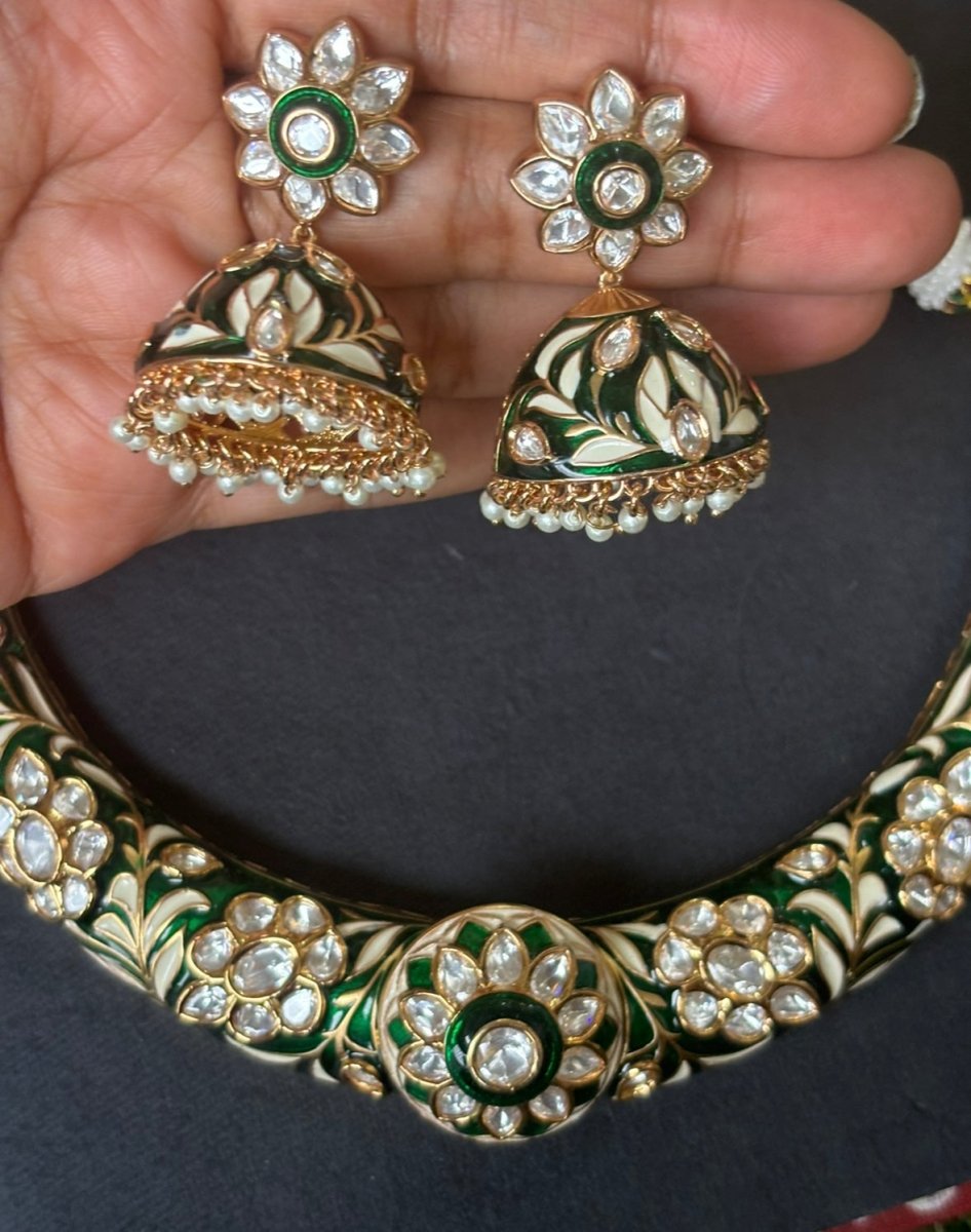 Kajol Inspired Meenakari hasli with matching jhumki - MR Jewels