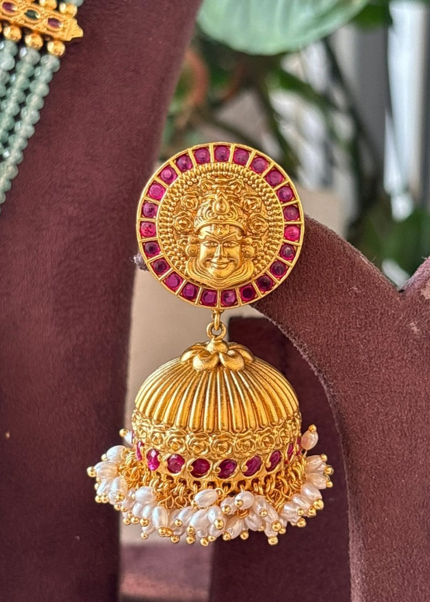 Kathakali inspired Designer Antique Gold Finish Necklace Set for Women - MR Jewels