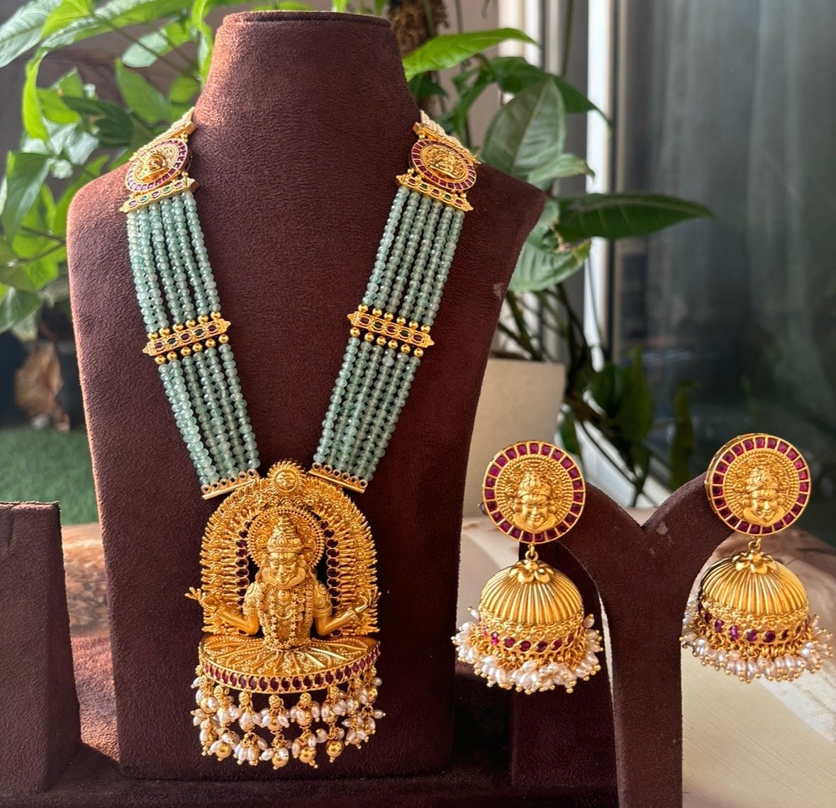 Kathakali inspired Designer Antique Gold Finish Necklace Set for Women - MR Jewels