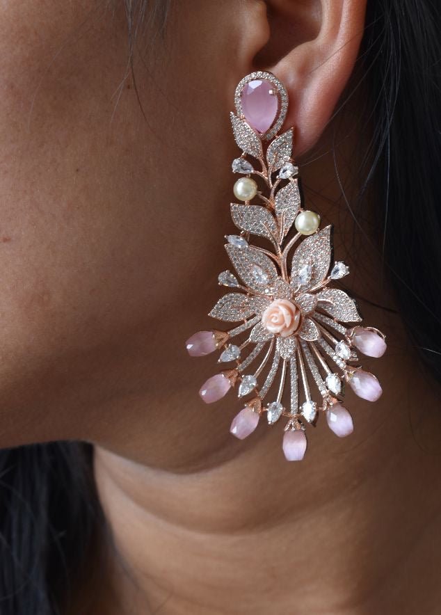 Long beaded Flower Earrings - MR Jewels