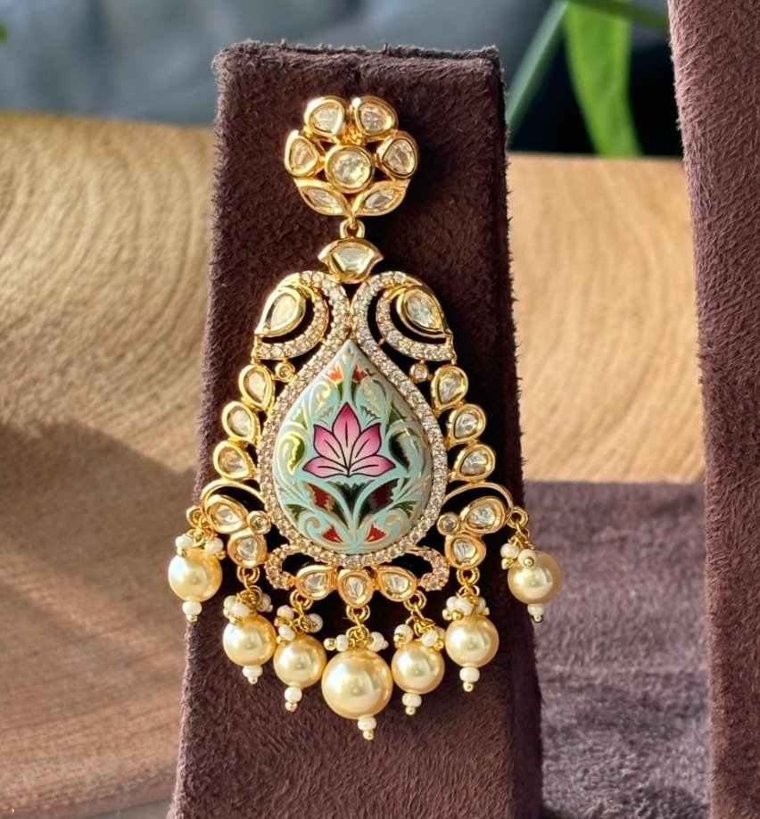 Long Meenakari Enamel Kundan Polki Necklace - Premium Quality - MR Jewels