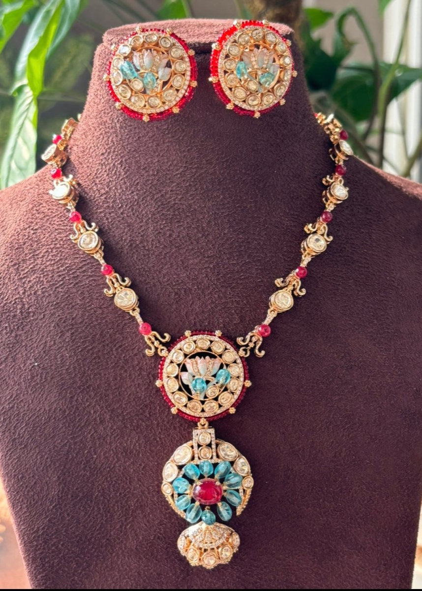 Lotus Majesty Emerald and ruby Necklace - MR Jewels