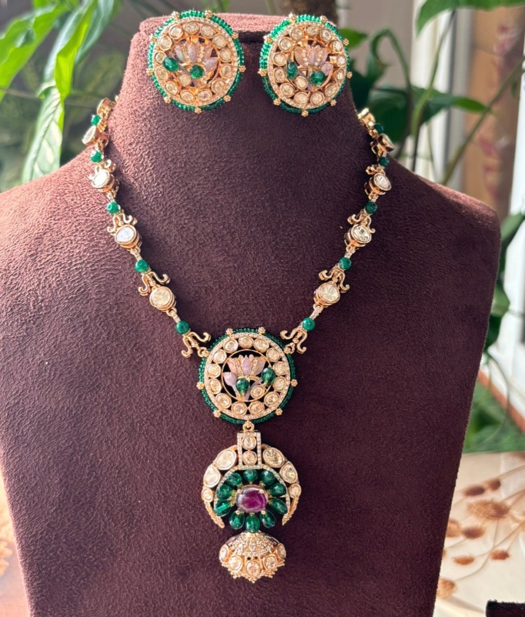 Lotus Majesty Emerald and ruby Necklace - MR Jewels