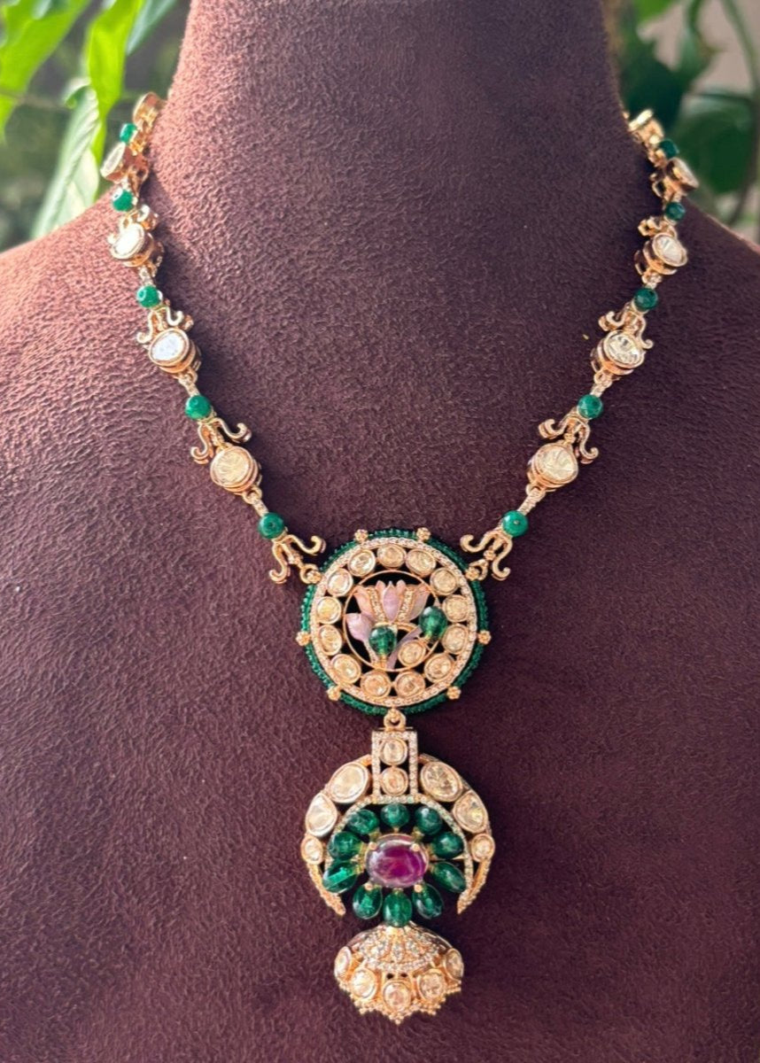 Lotus Majesty Emerald and ruby Necklace - MR Jewels