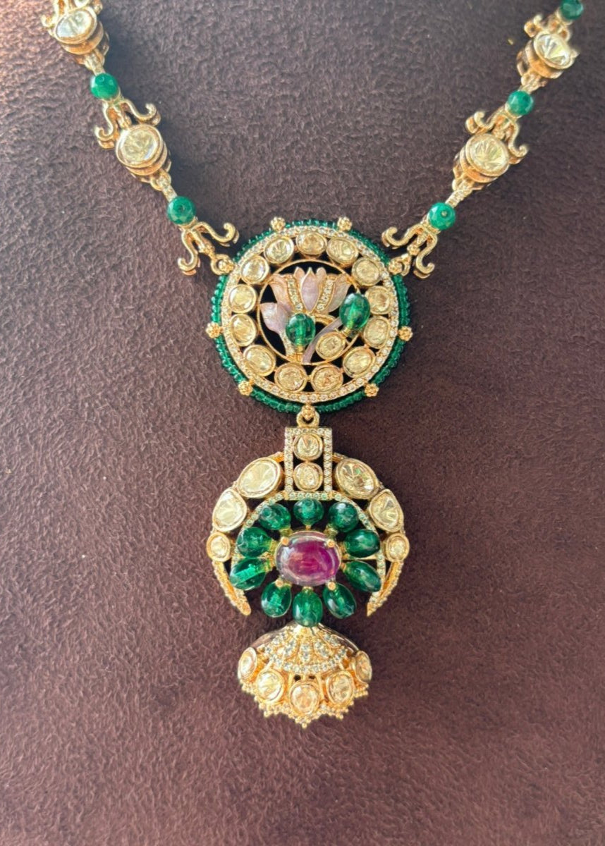 Lotus Majesty Emerald and ruby Necklace - MR Jewels