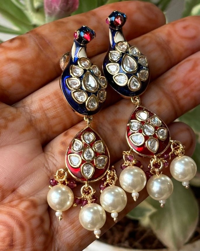 Luxe Enchanted Peacock Kundan Earrings - MR Jewels