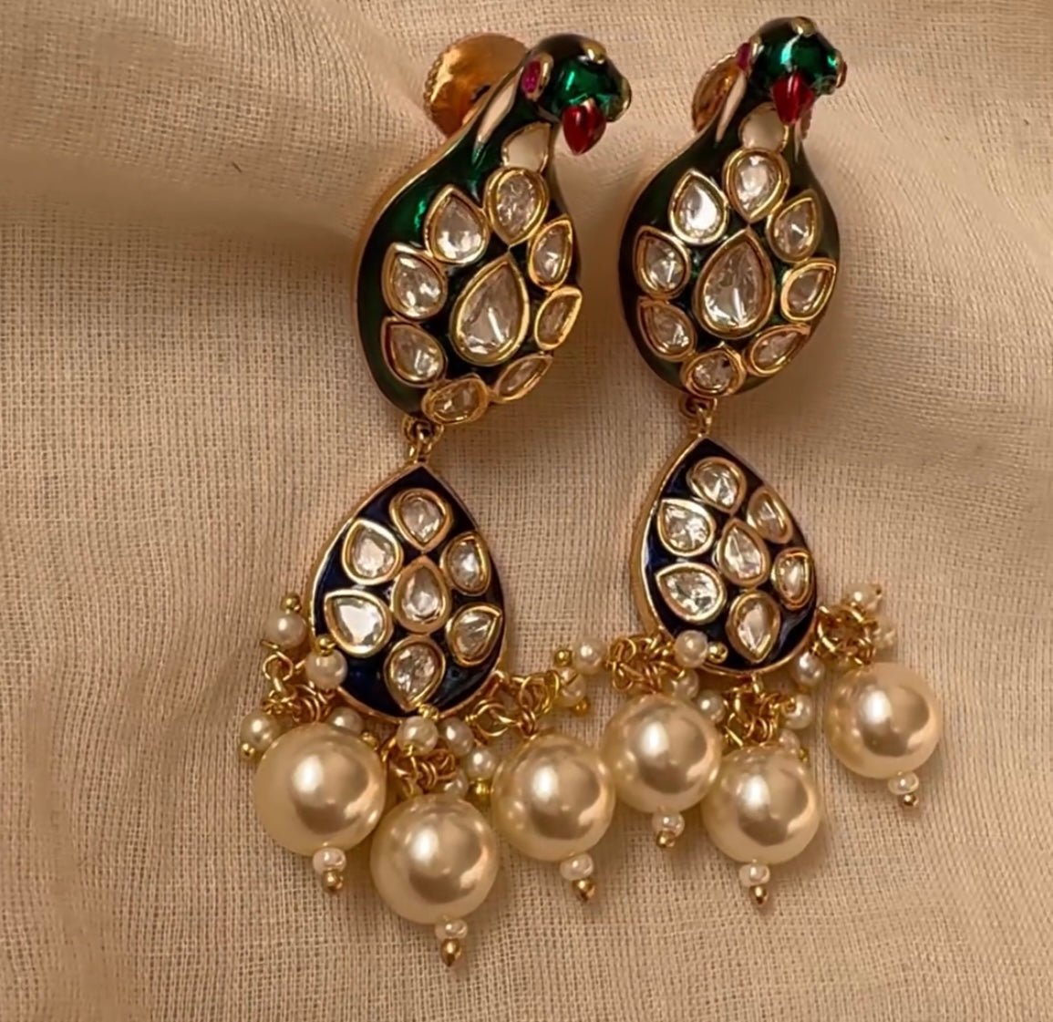 Luxe Enchanted Peacock Kundan Earrings - MR Jewels