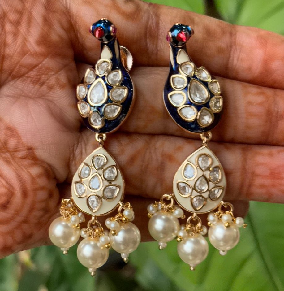 Luxe Enchanted Peacock Kundan Earrings - MR Jewels