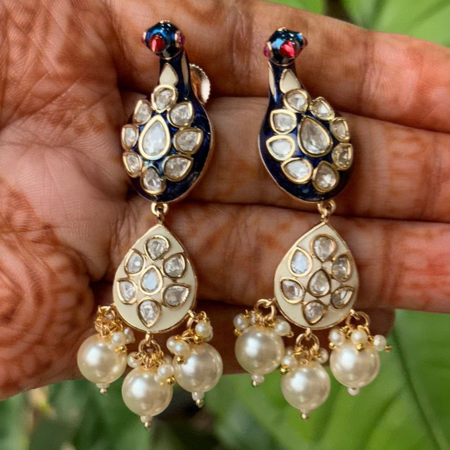 Luxe Enchanted Peacock Kundan Earrings - MR Jewels