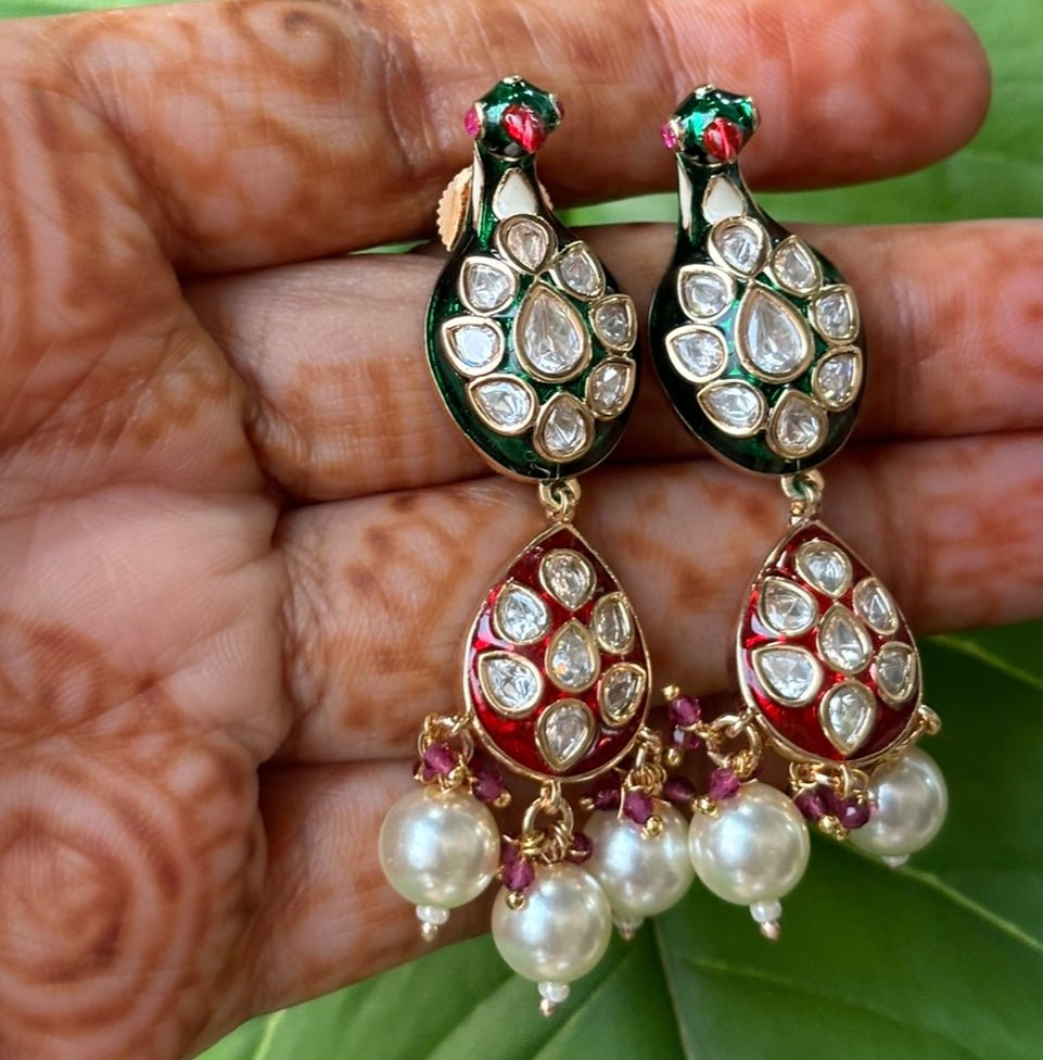 Luxe Enchanted Peacock Kundan Earrings - MR Jewels