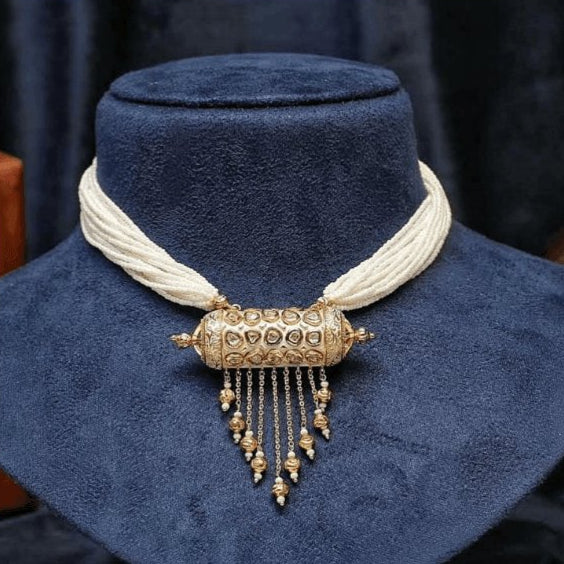 Luxurious Pearl Choker and Intricate Jhumkas - MR Jewels