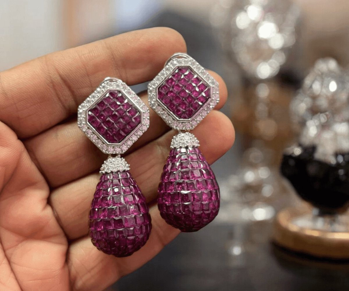 Luxurious Ruby and Gold Plated Earrings – Perfect for Gifting - MR Jewels