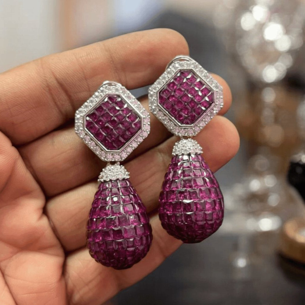 Luxurious Ruby and Gold Plated Earrings – Perfect for Gifting - MR Jewels
