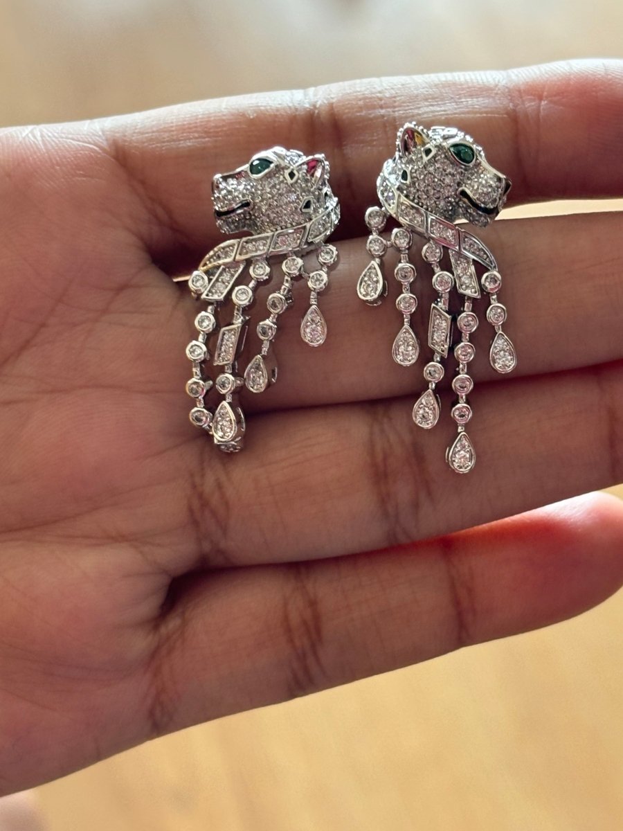 Luxury White Panther Swarvoski Earring - MR Jewels