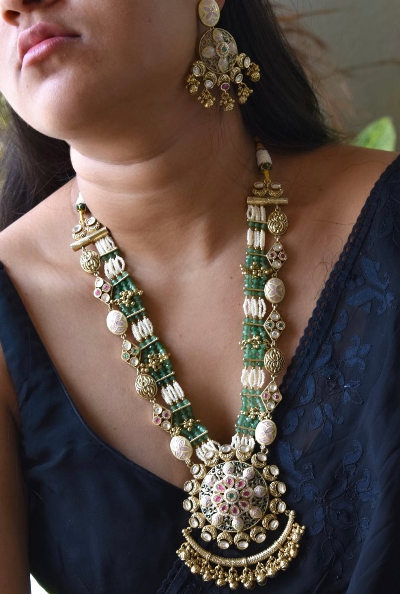 Maharani’s Heritage long Kundan Jewelry Set - MR Jewels