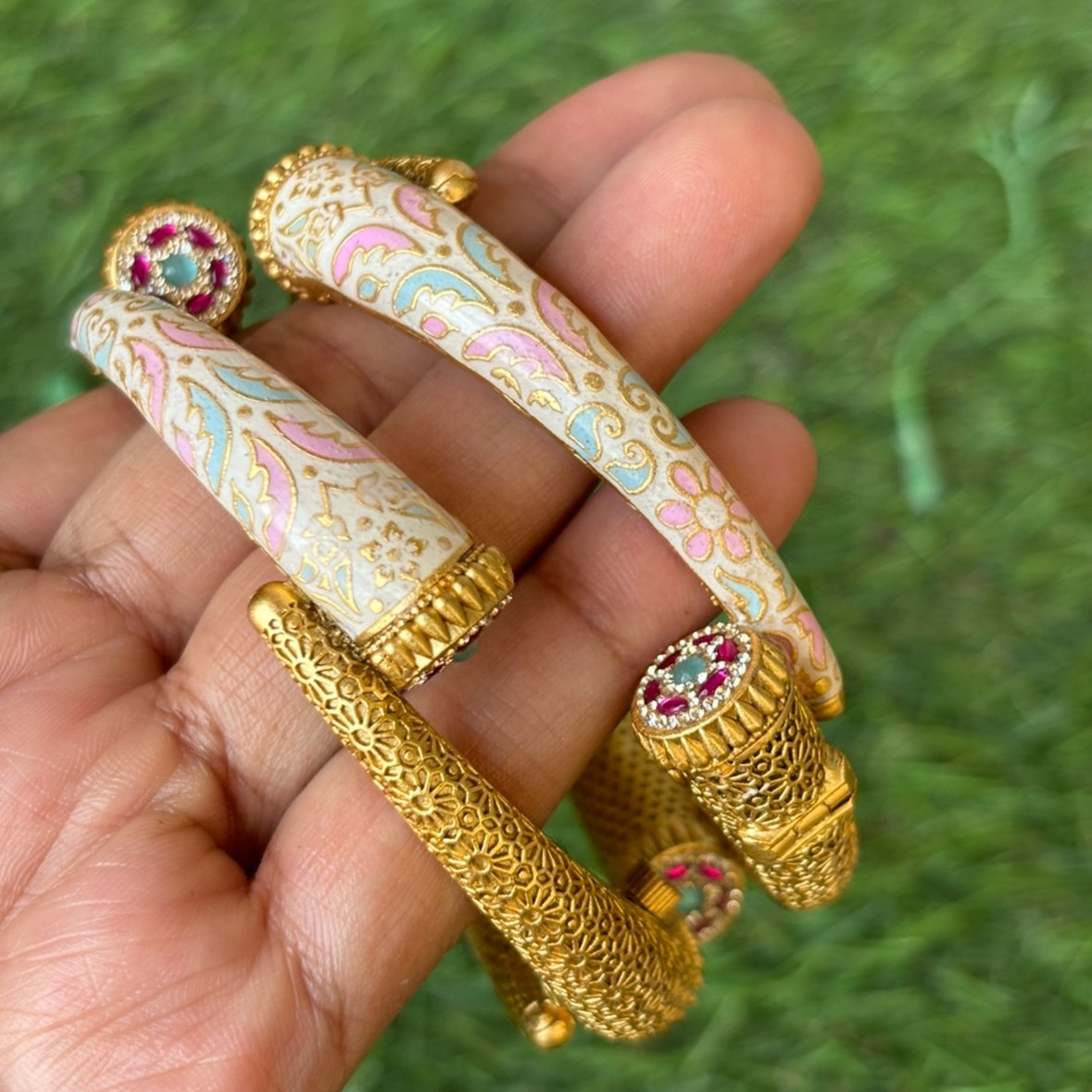 Majestic Enamel Filigree Bangles - pair of 2 - MR Jewels