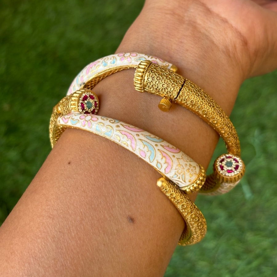 Majestic Enamel Filigree Bangles - pair of 2 - MR Jewels
