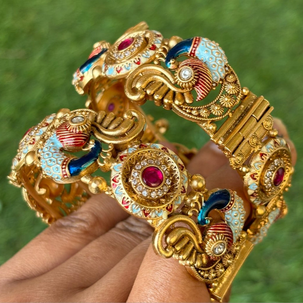 Majestic Enamel Peacock Bangles -2