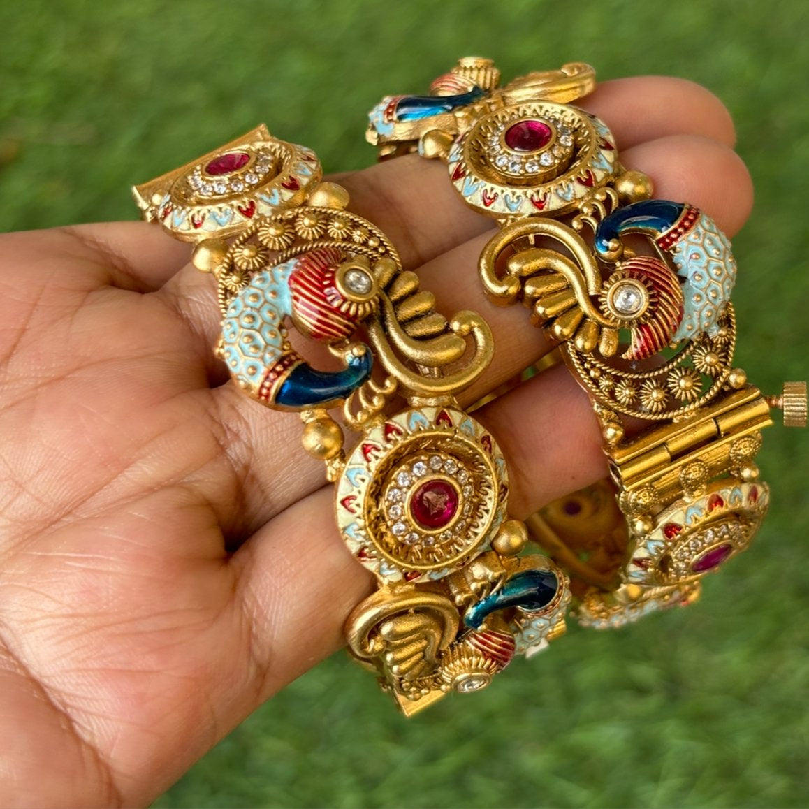 Majestic Enamel Peacock Bangles - 2 - MR Jewels