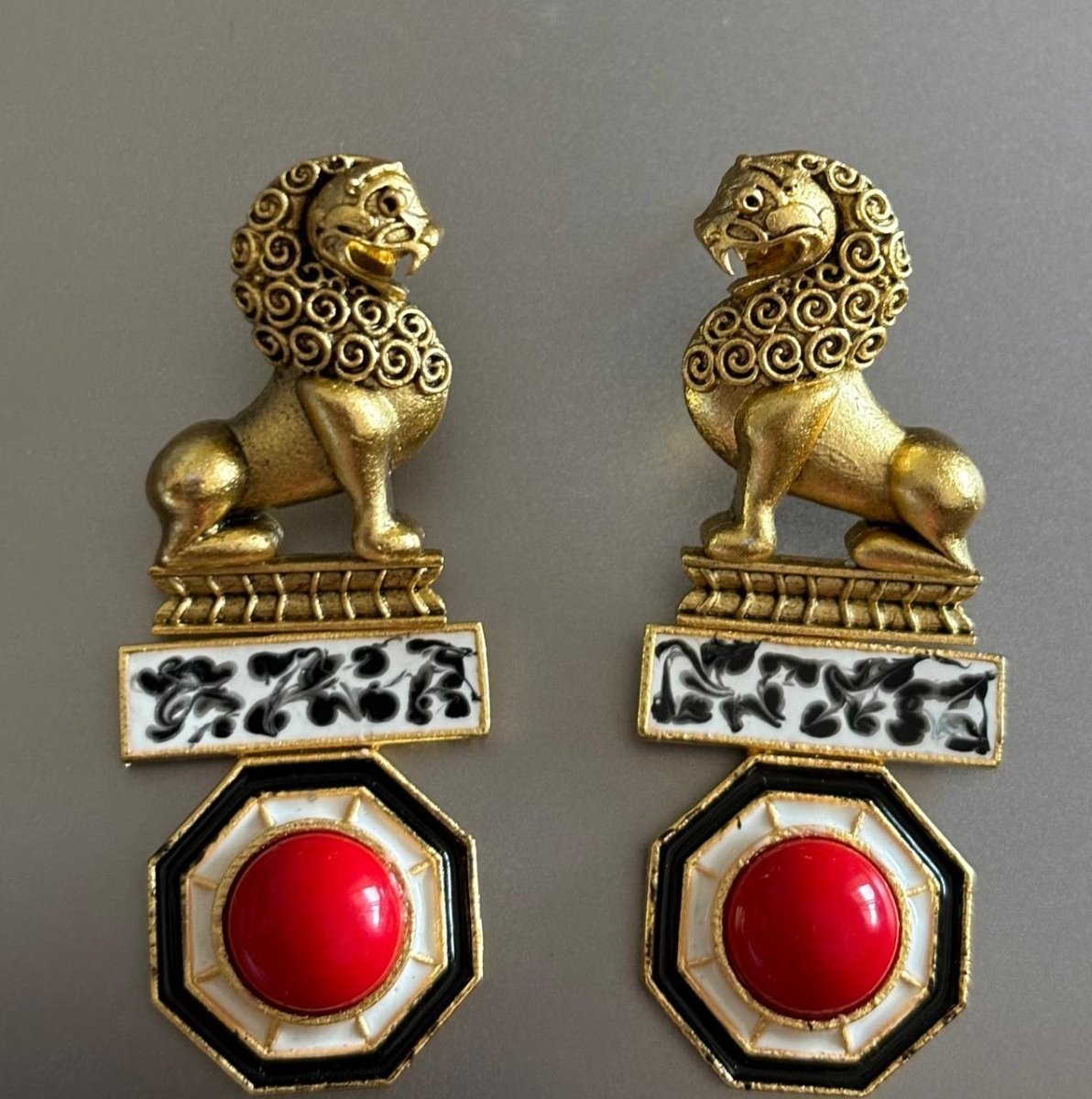 Majestic Lion Sculpted Earrings with Bold Gem Accents - MR Jewels