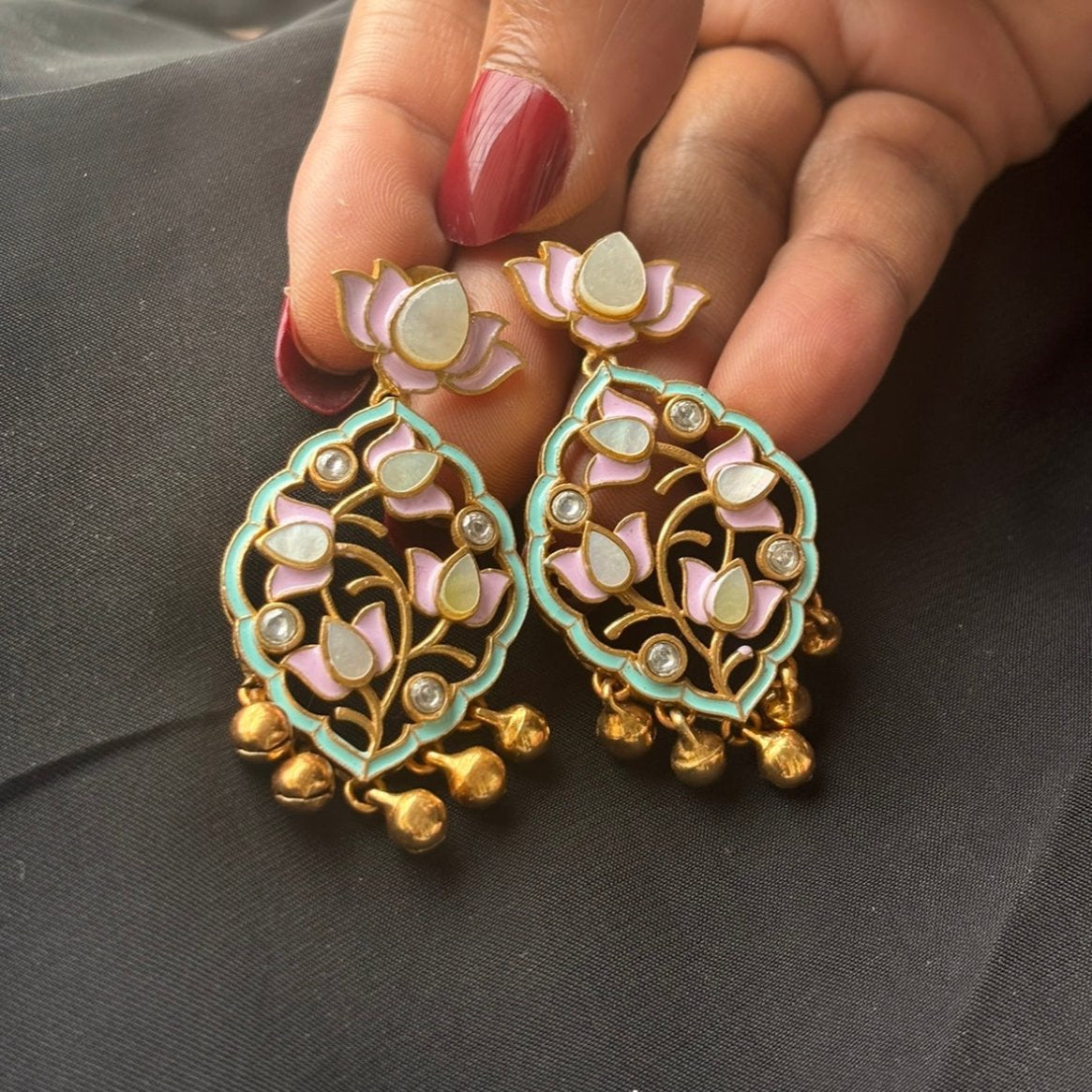Majestic Lotus Drop handcrafted Earrings - MR Jewels