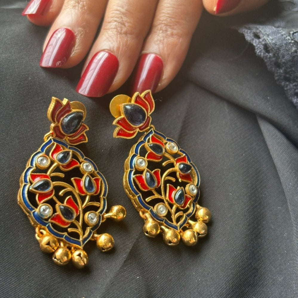 Majestic Lotus Drop handcrafted Earrings - MR Jewels
