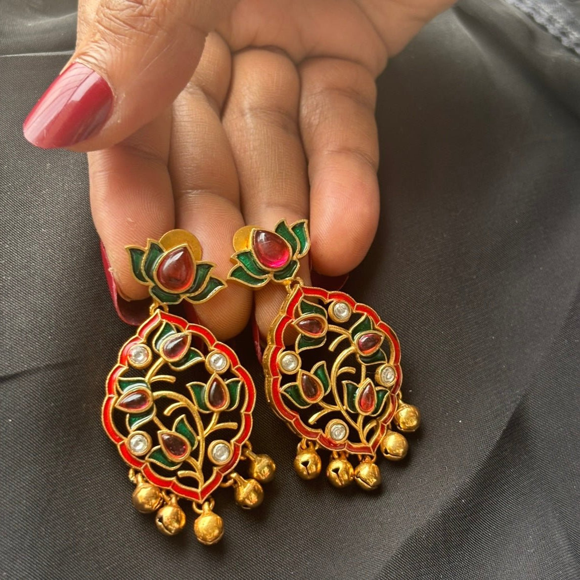 Majestic Lotus Drop handcrafted Earrings - MR Jewels