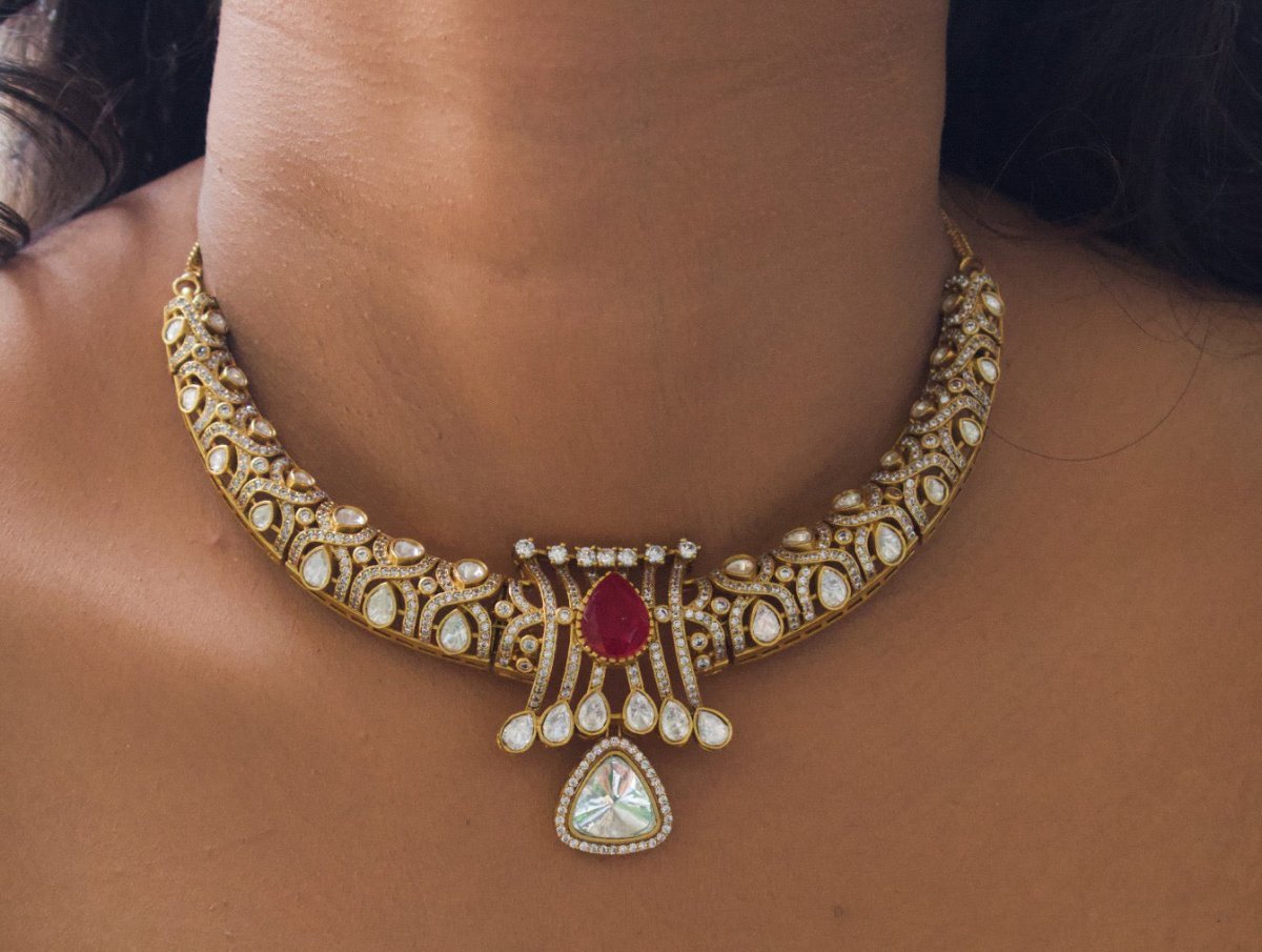 Majestic Ruby Bloom Choker Set - MR Jewels