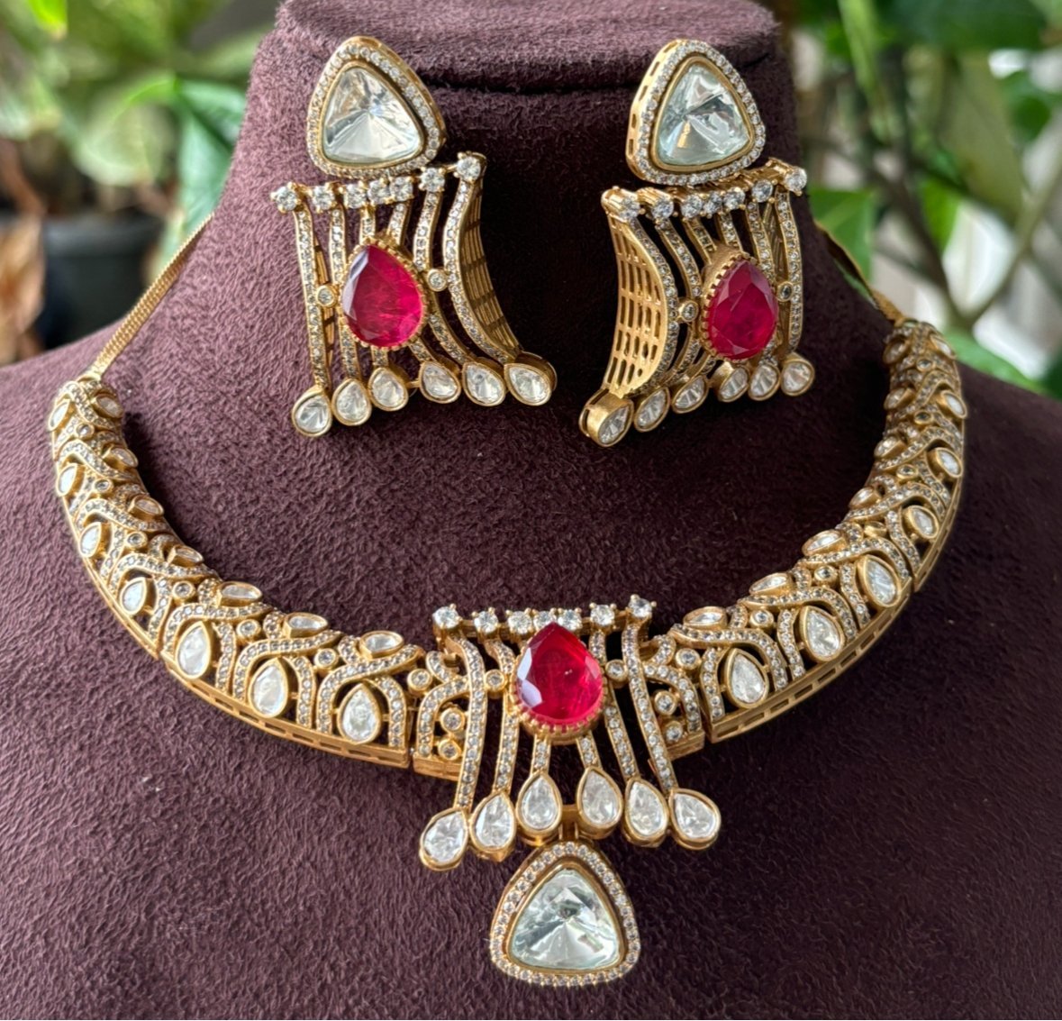 Majestic Ruby Bloom Choker Set - MR Jewels