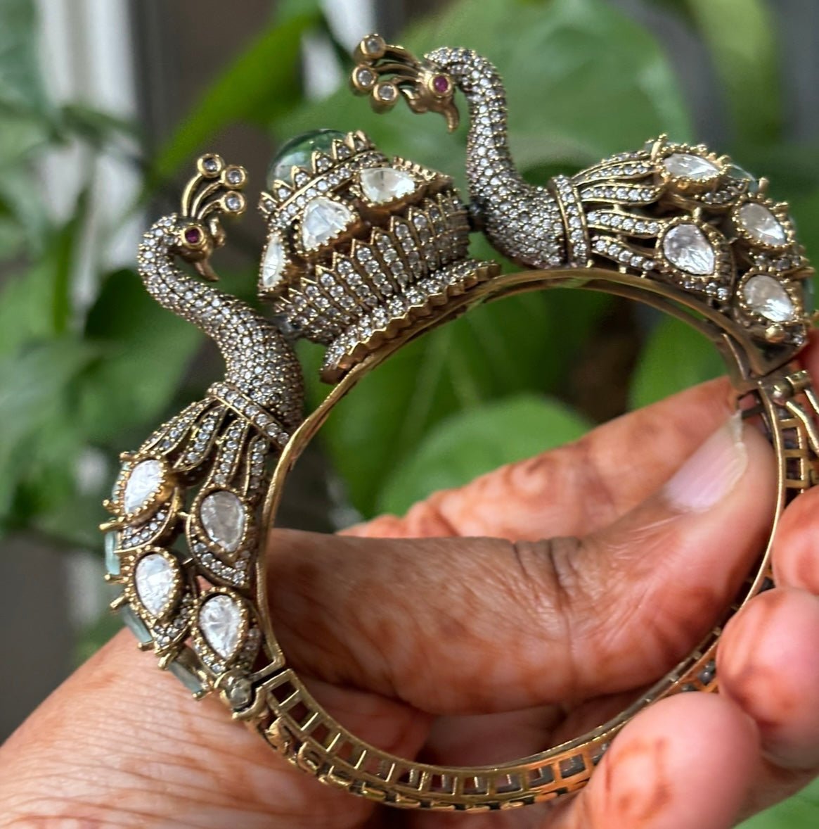 Majestic Twin Peacock Jadau Bangle - MR Jewels