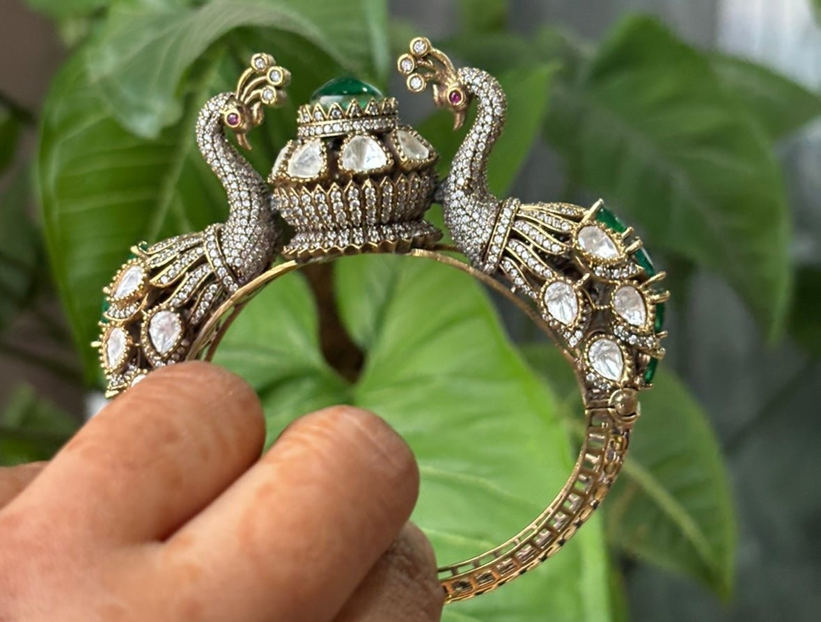 Majestic Twin Peacock Jadau Bangle - MR Jewels