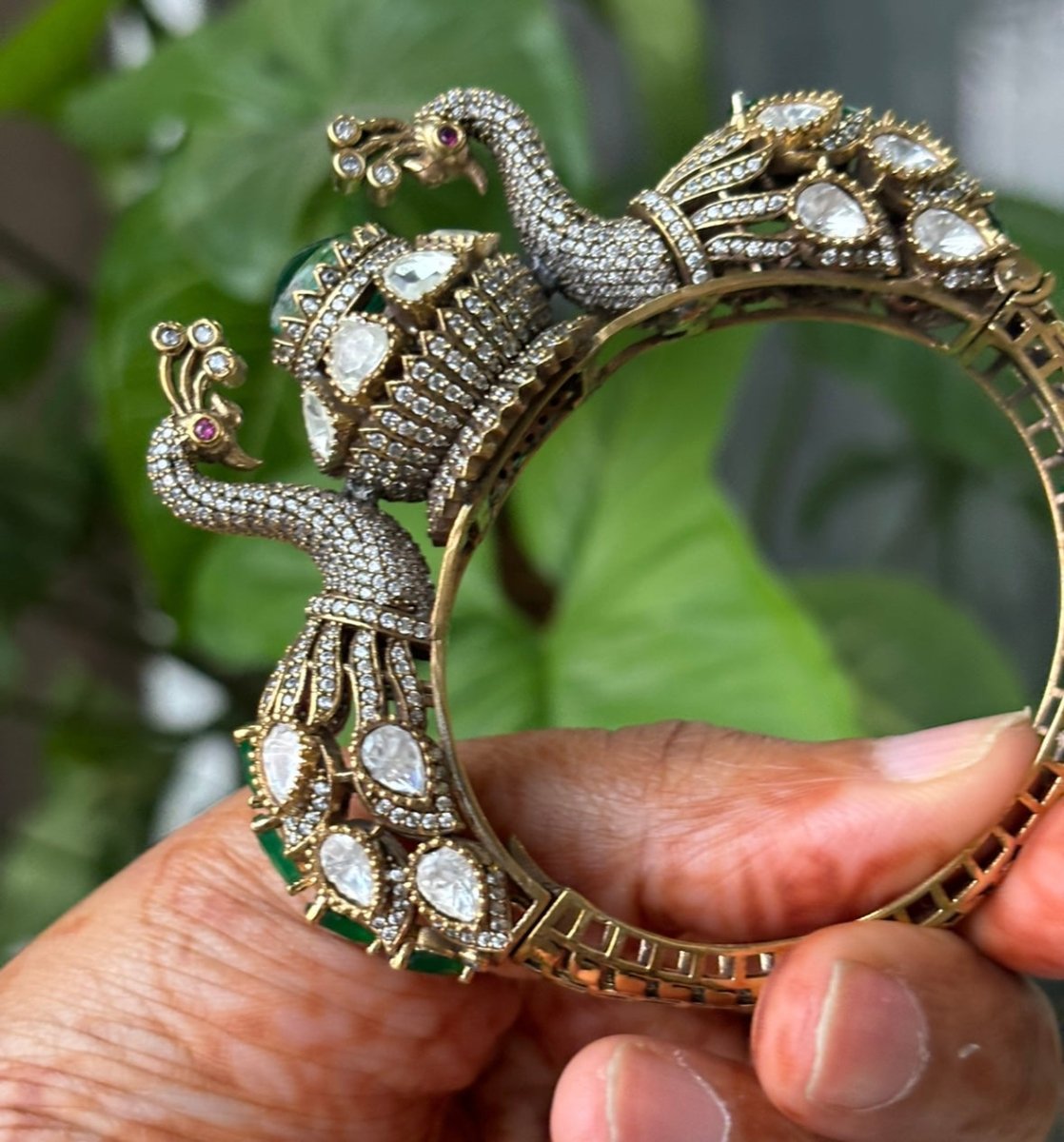 Majestic Twin Peacock Jadau Bangle - MR Jewels