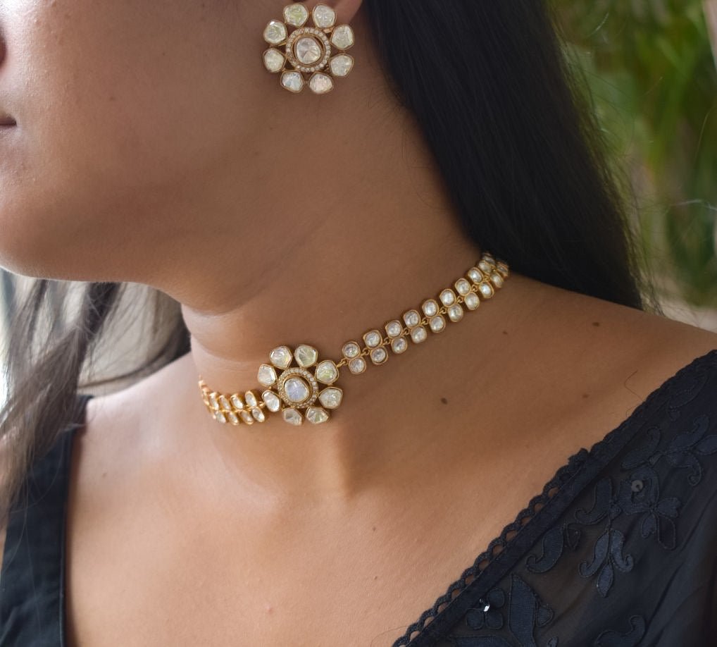 Moissanite Gold Choker with Studs - MR Jewels