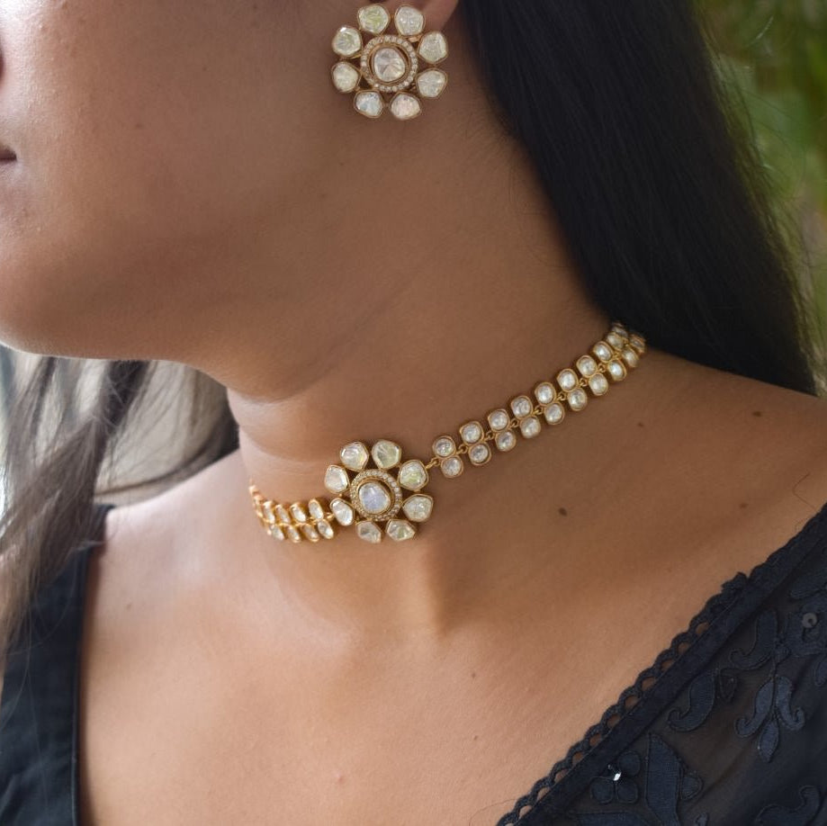 Moissanite Gold Choker with Studs - MR Jewels