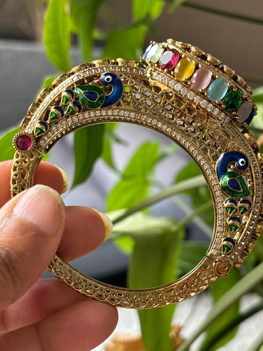 Moissanite Peacock Premium Quality Kada - 1 - MR Jewels