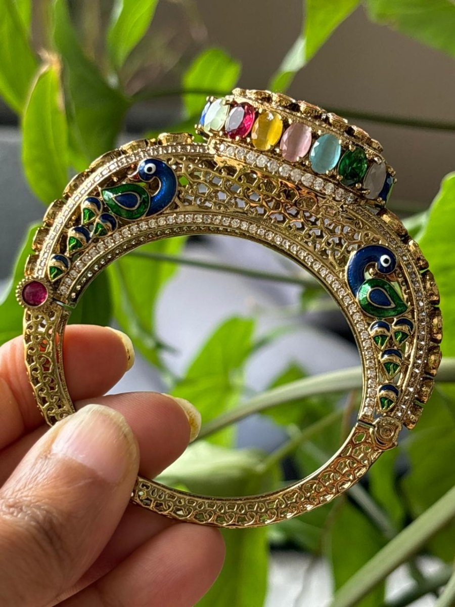 Moissanite Peacock Premium Quality Kada - 1 - MR Jewels