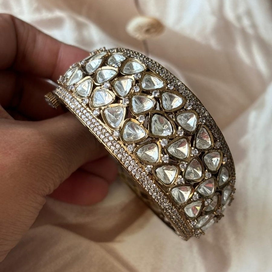 Moissanite victorian Polish kada openable - MR Jewels