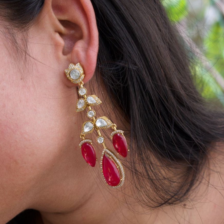 Most demanding Doublet stones long Earrings - MR Jewels