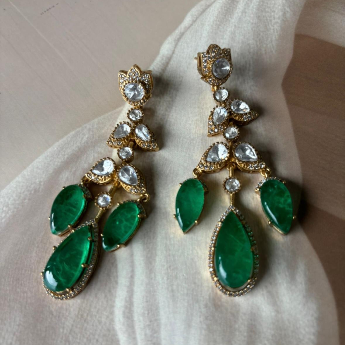 Most demanding Doublet stones long Earrings - MR Jewels