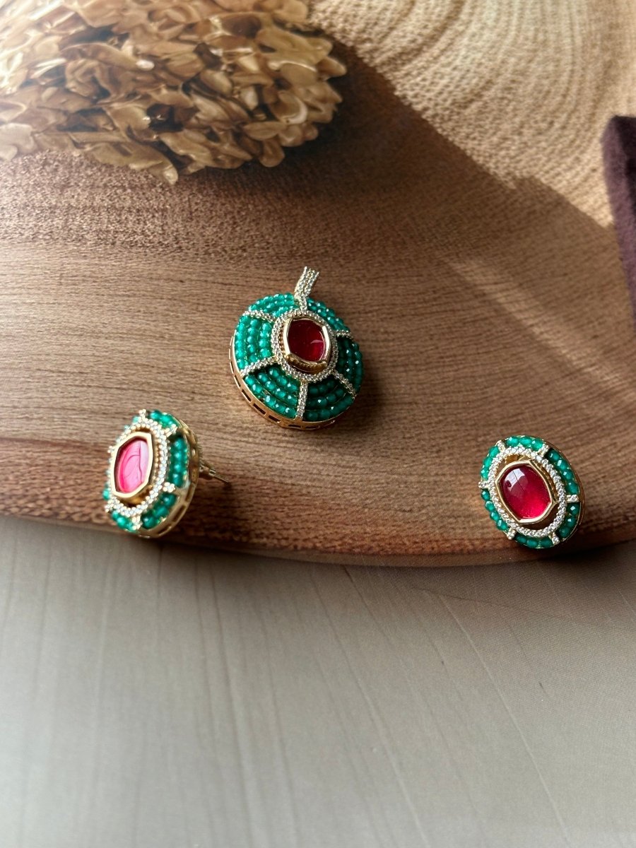 Most Demanding Ruby and Emerald Pendant set - MR Jewels