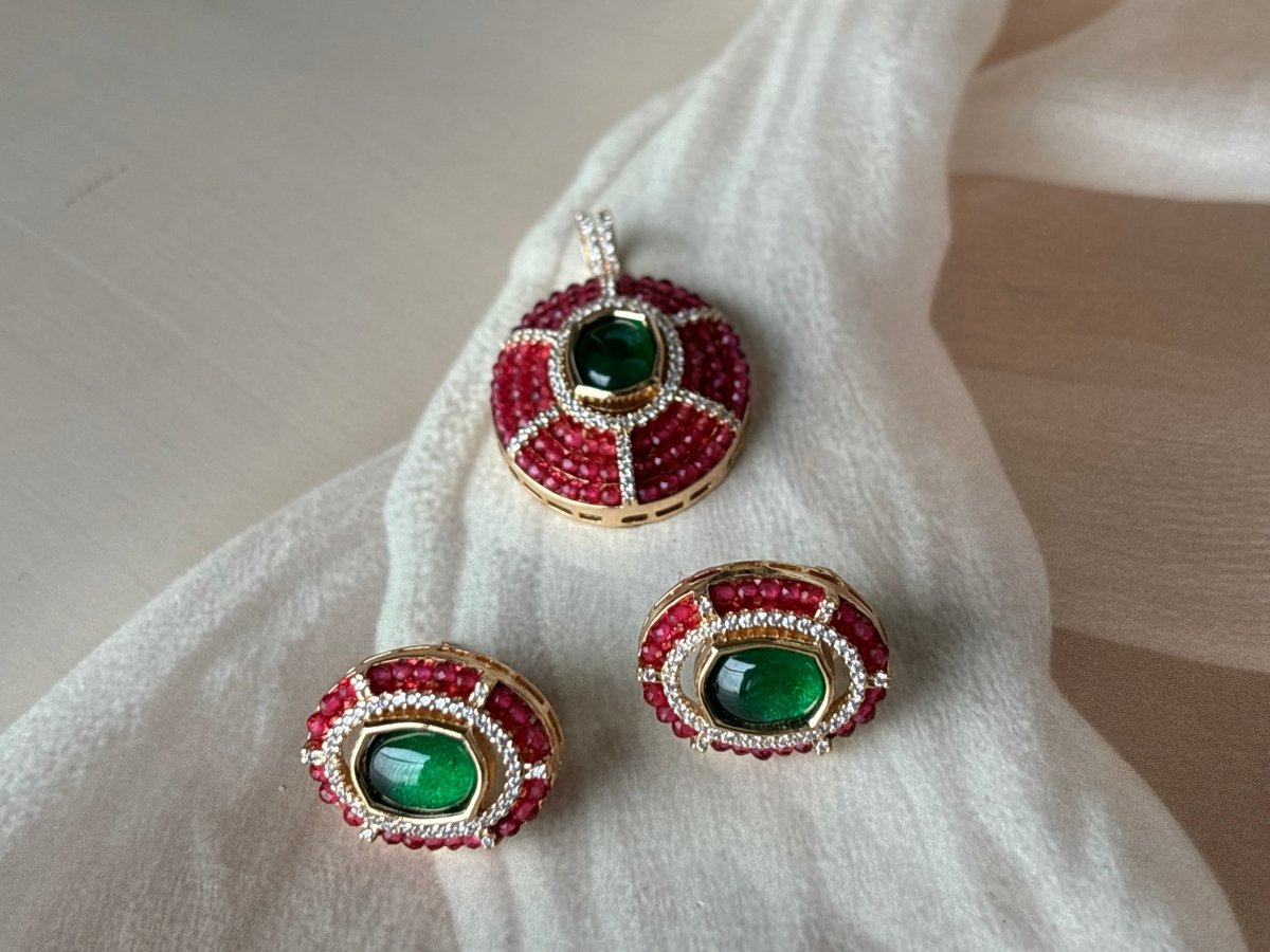 Most Demanding Ruby and Emerald Pendant set - MR Jewels