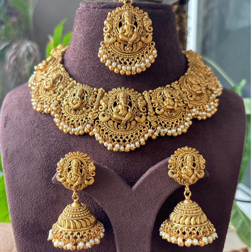 Most Trending - Ganesha Temple jewelry with maangtikka - MR Jewels