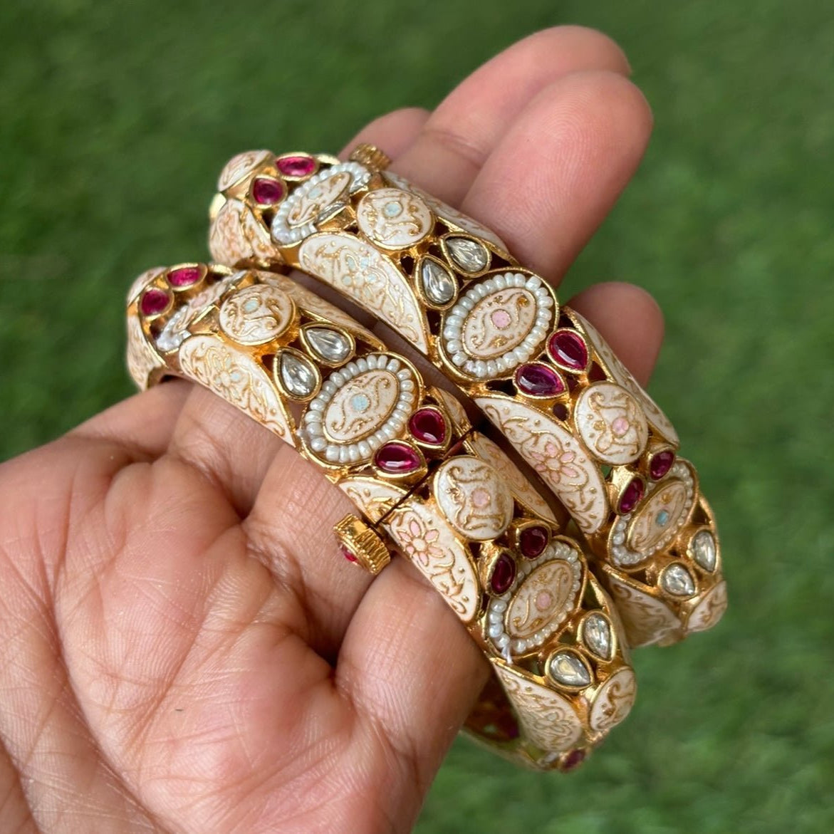 Mughal Charm Meenakari Bangles - 2 - MR Jewels